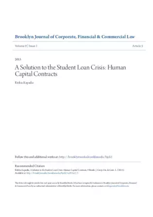 A solution to the student loan crisis: human capital contracts