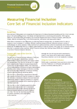 Measuring Financial Inclusion: Core Set of Financial Inclusion Indicators