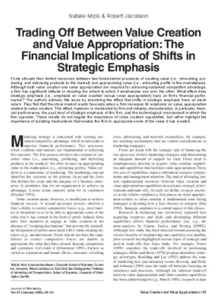Trading off between value creation and value appropriation: the financial implications of shifts in strategic emphasis