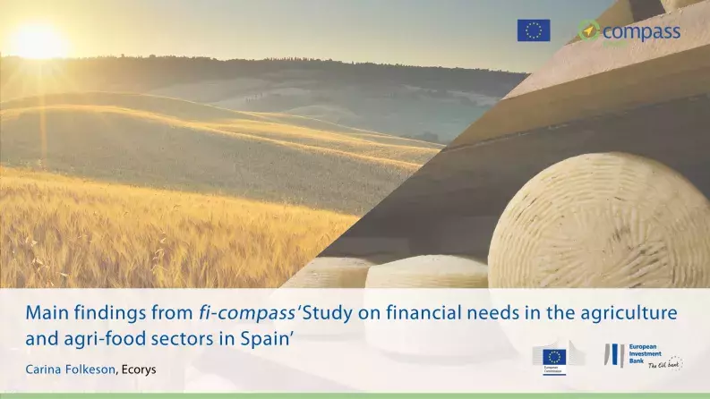 Main findings from fi-compass ‘Study on financial needs in the agriculture and agrifood sectors in Spain’ Main findings from fi-compass ‘Study on financial needs in the agriculture and agrifood sectors in Spain’