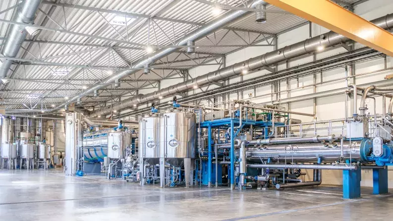 inside the new processing facility. inside the new processing facility.