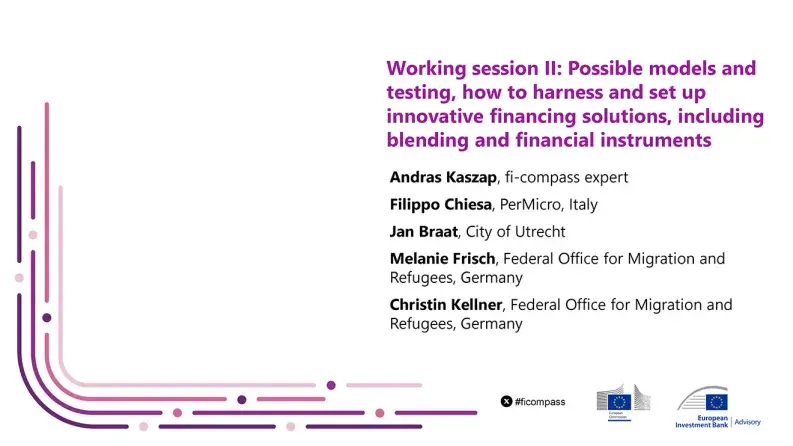 Working session II: Possible models and testing, how to harness and set up innovative financing solutions, including blending and financial instruments