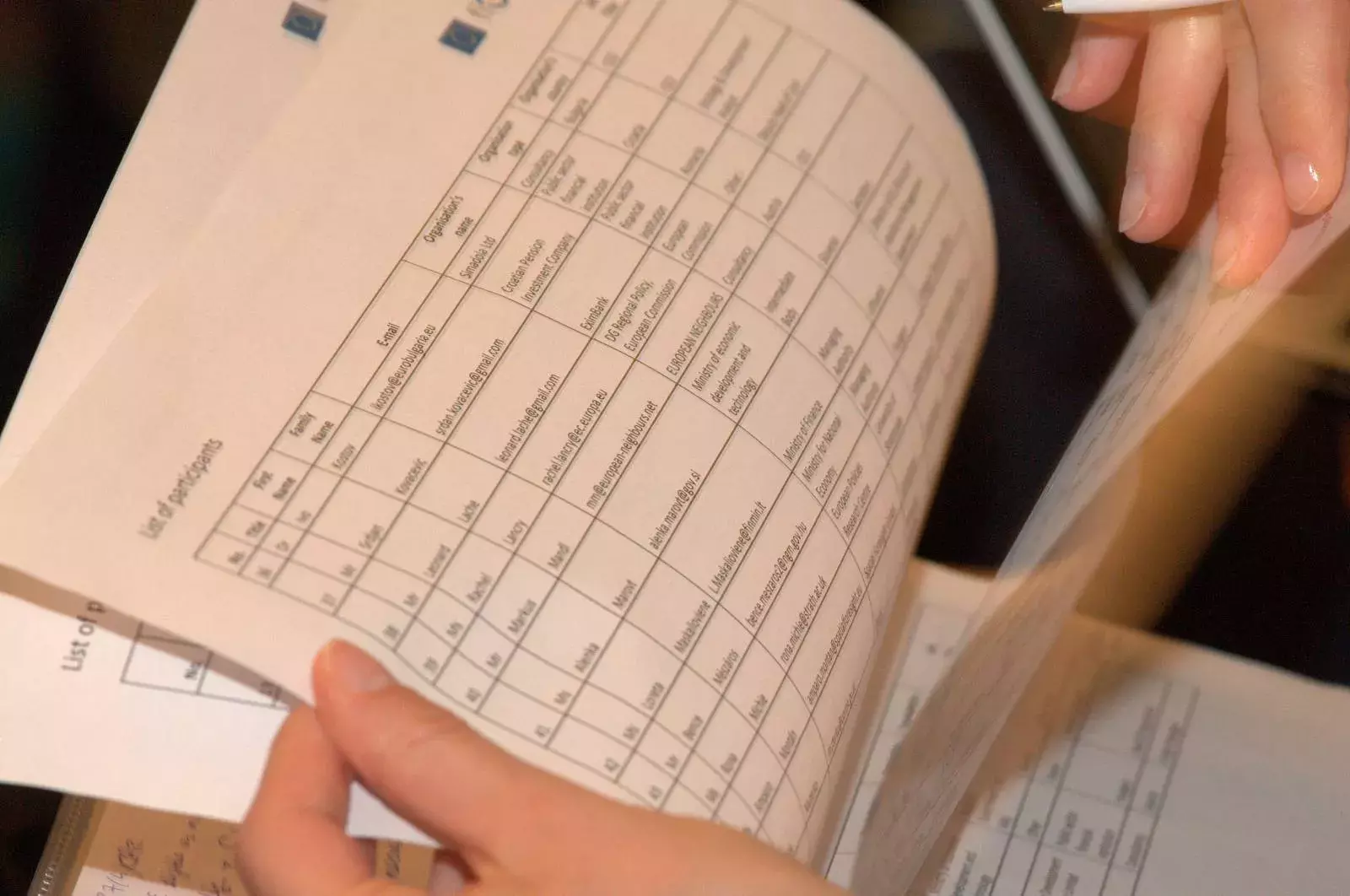 Event participant browsing the list of participants