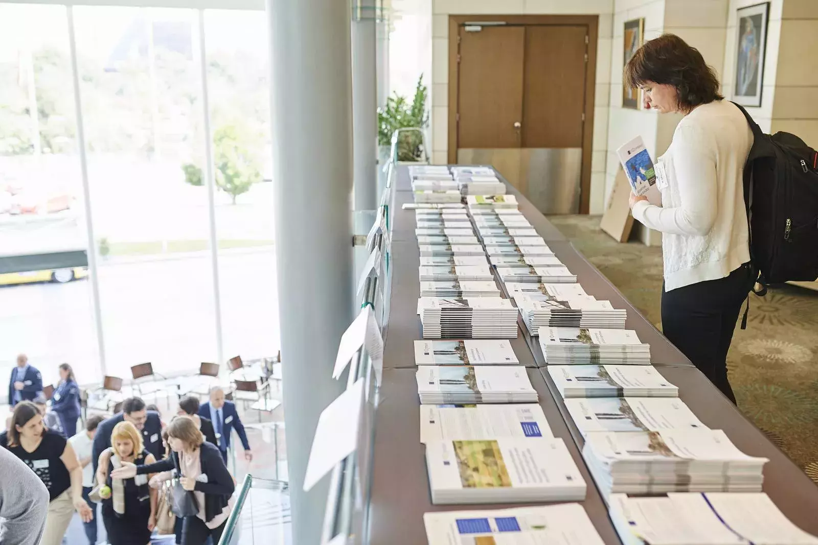 Event participant selecting fi-compass publications