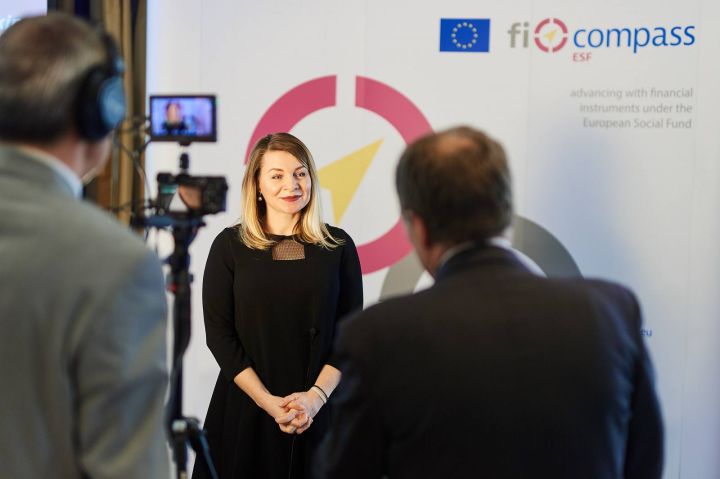 Event participant giving a video testimonial