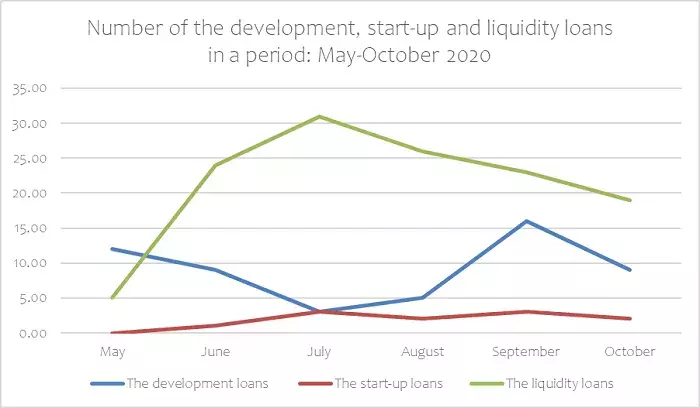 Number of the development, start-up and liquidity loans in a period Number of the development, start-up and liquidity loans in a period