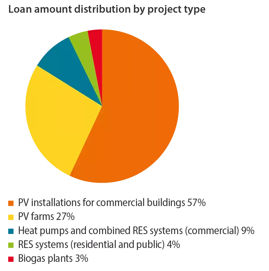 Loan amount distribution by project type Loan amount distribution by project type