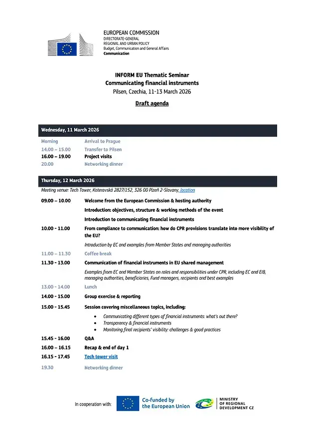 Thematic seminar on communicating financial instruments Agenda