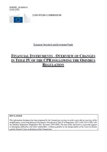 Financial Instruments-Overview of changes in Title IV of the CPR following the Omnibus regulation