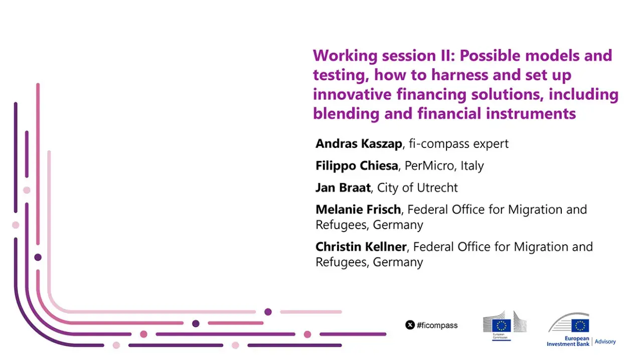 Working session II: Possible models and testing, how to harness and set up innovative financing solutions, including blending and financial instruments