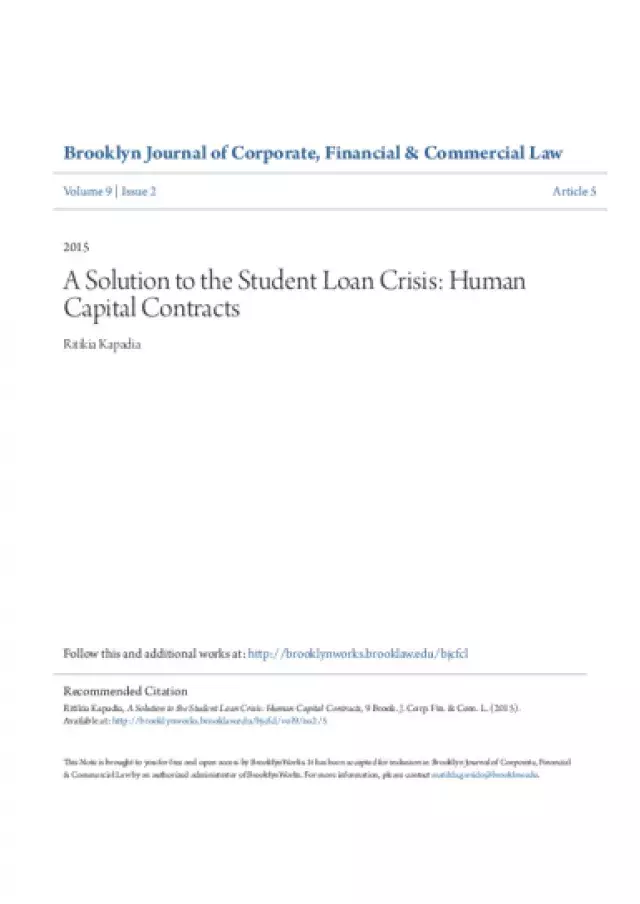 A solution to the student loan crisis: human capital contracts