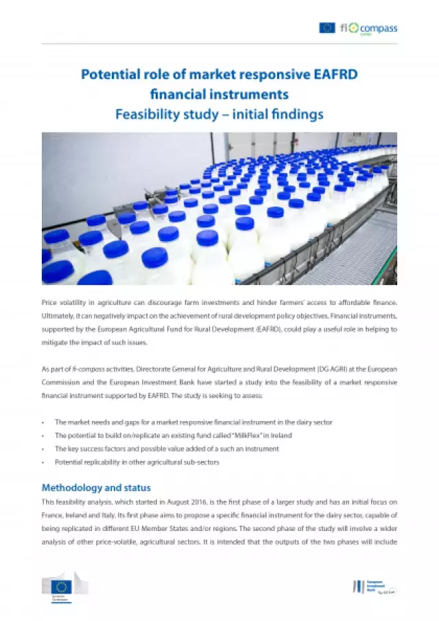 Potential role of market responsive EAFRD financial instruments Feasibility study – initial findings