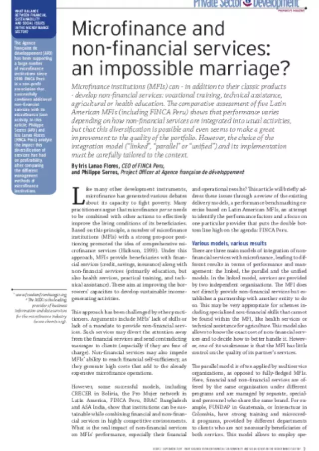 Microfinance and non-financial services: an impossible marriage