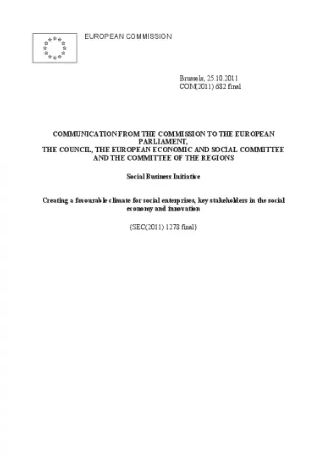 Social Business Initiative - Creating a favourable climate for social enterprises, key stakeholders in the social economy and innovation