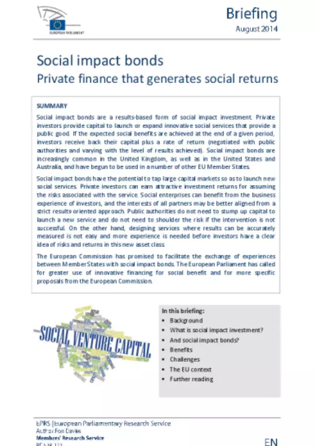 Social impact bonds - Private finance that generates social returns